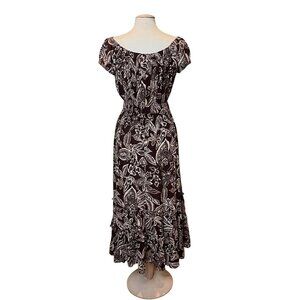 Brown Floral Print Dress